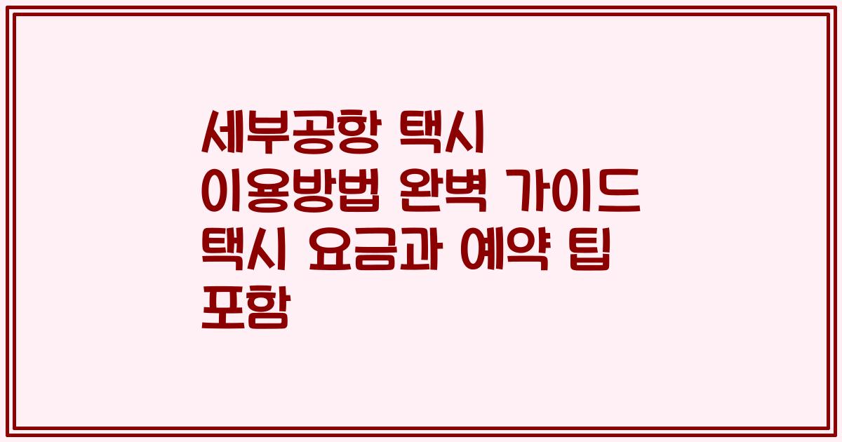 세부공항 택시 이용방법 완벽 가이드 택시 요금과 예약 팁 포함