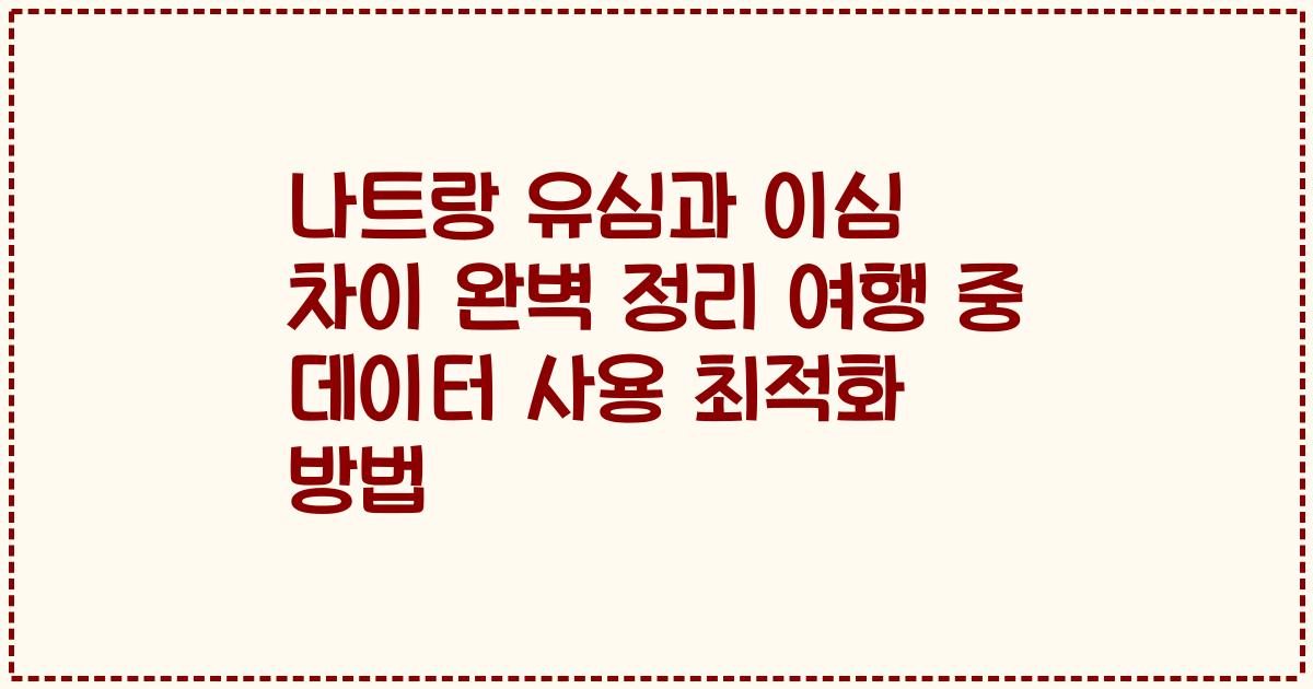 나트랑 유심과 이심 차이 완벽 정리 여행 중 데이터 사용 최적화 방법