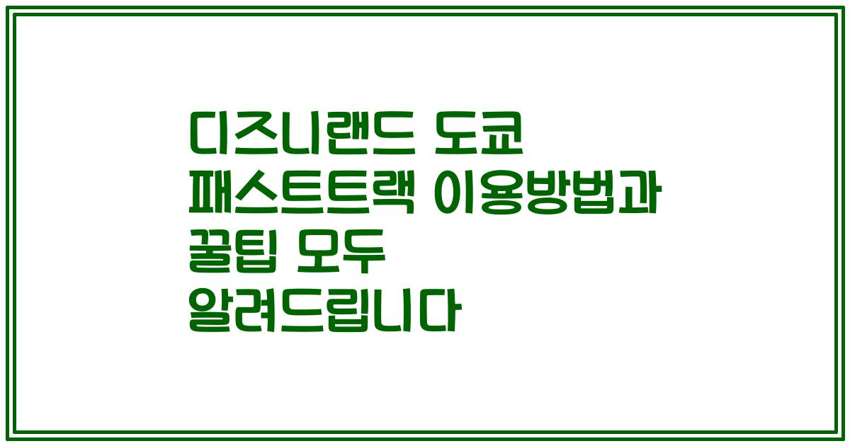 디즈니랜드 도쿄 패스트트랙 이용방법과 꿀팁 모두 알려드립니다