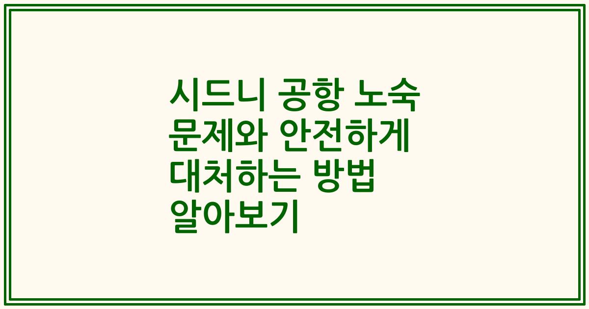 시드니 공항 노숙 문제와 안전하게 대처하는 방법 알아보기