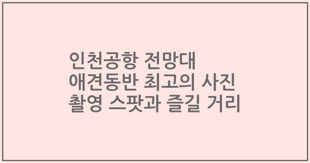 인천공항 전망대 애견동반 최고의 사진 촬영 스팟과 즐길 거리